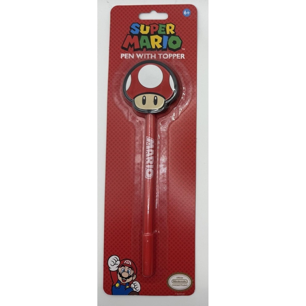 Super Mario Mushroom Topper Red Pen Official Licensed Kids Stationery